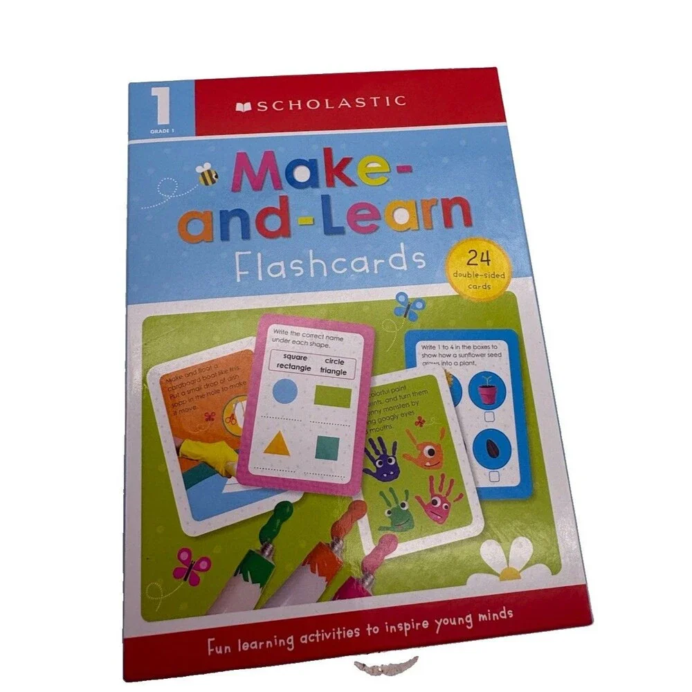 Lot of 4 Scholastic Grade 1 Make and Learn Flashcards 24 Double Sided New
